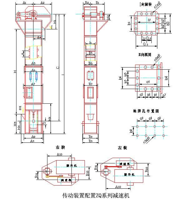 常見的TD、TH、NE斗提機標準地腳孔參數(shù)